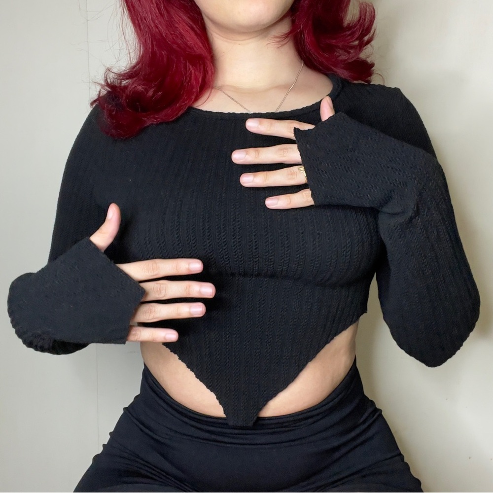 Black Ribbed Women's Top